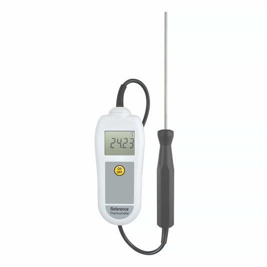 Un Thermomètre de référence d'étalonnage de Thermometre.fr sur fond blanc.